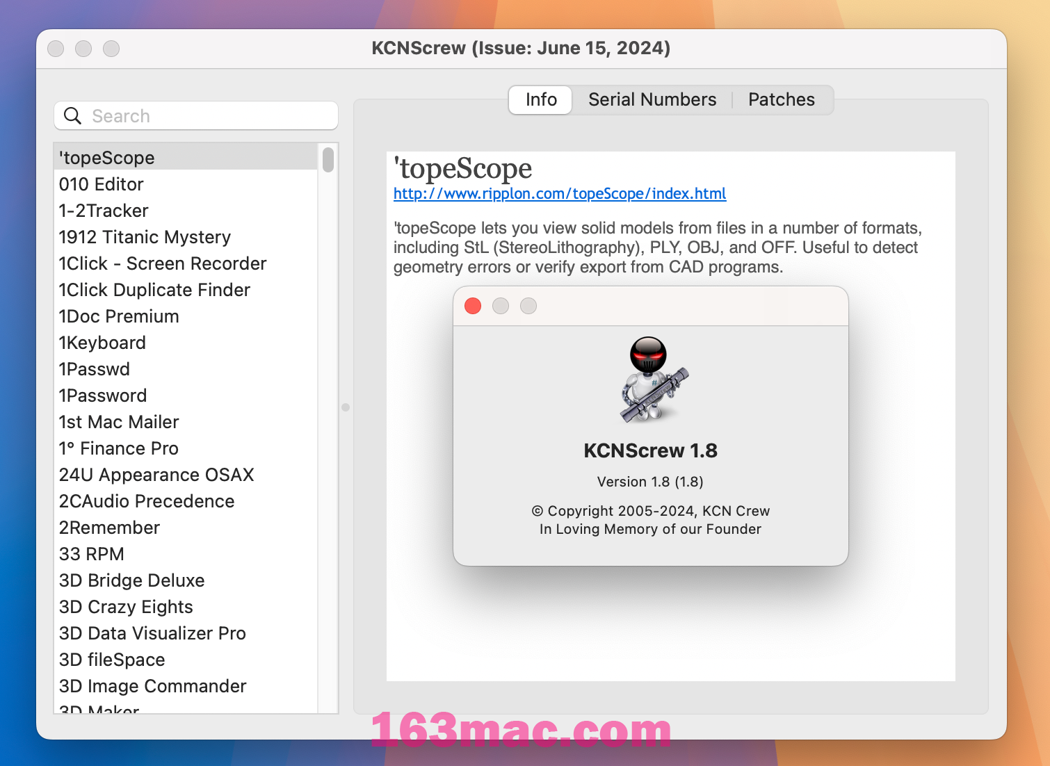 KCNcrew Pack for Mac v1.8(2024.06.15) 软件序列号查询神器 激活版-1