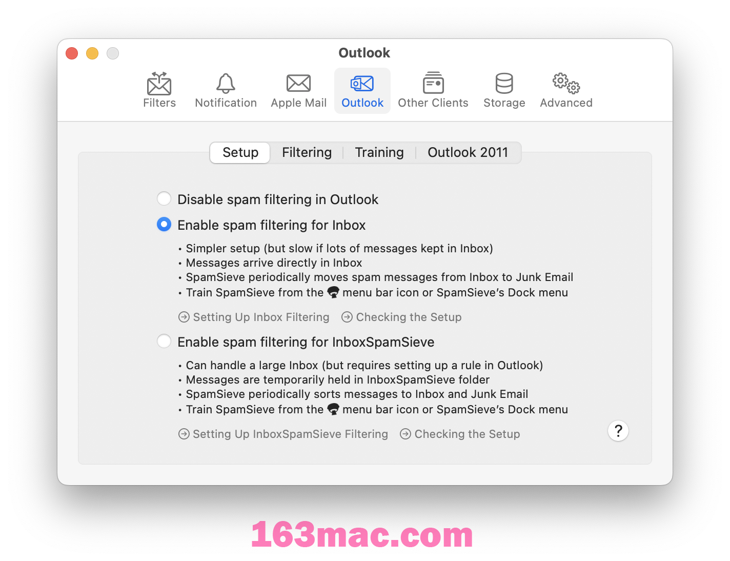 Settings: Outlook Setup